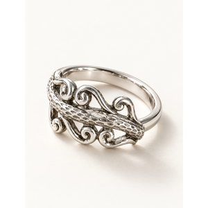 Gold Plated Ocean Wave Statement <b>Ring</b> for <b>Kids</b> Waterproof Eternity Style Jewelry - Product Image 1