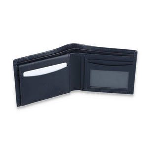 Tarjetero plegable con bloqueo RFID de lujo para hombre de alta calidad al por mayor, cartera fina de piel auténtica de primera calidad, logotipo personalizado, OEM - Product Image 2