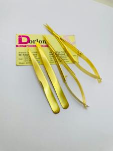 Pince à épiler à sourcils de qualité supérieure en acier inoxydable plaqué or pointes pointues inclinées pince à épiler avec ciseaux à ressort pour cils/sourcils - Product Image 3