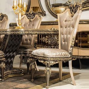 Ensemble de salle à manger d'hôtel de style européen antique, table et chaises en bois massif sculptées à la main, mobilier de palais classique, collection de 6 pièces - Product Image 3