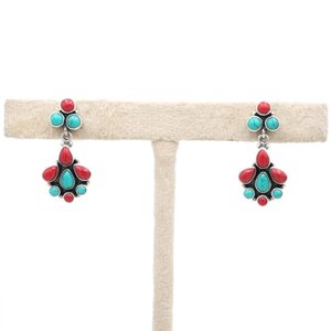 Pendientes de tuerca bohemios de Plata de Ley 925, regalo de boda elegante, Coral Natural multicolor, turquesa, joyería de moda para auriculares - Product Image 1