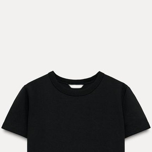 T-shirt d'été décontracté en coton spandex à col rond pour bébé Offre Spéciale Slim Fit Raglan Sleeve Contrast Binding Ringer Cropped T Shirt Femmes - Product Image 4