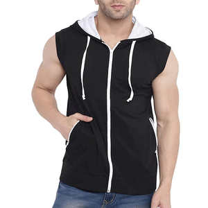 Camisetas sin Mangas con Capucha para Hombre de Alta Calidad para Invierno, 100% Algodón, Sudadera sin Mangas con Capucha - Product Image 1