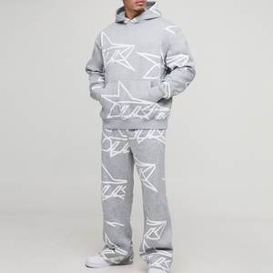 Vente en gros de survêtements gris avec logo imprimé sur mesure pour hommes, survêtements vintage très exigeants pour l'hiver, ensembles personnalisés respirants pour hommes - Product Image 1