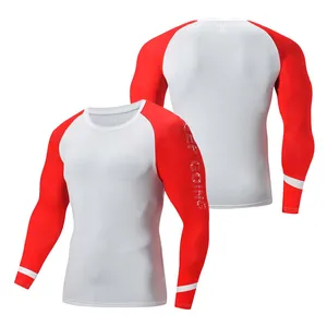 Оптовая продажа, компрессионная Рубашка MMA Rash Guard с логотипом на заказ, Jiu Jitsu Bjj Rashguard для мужчин, боевые искусства, rash guard