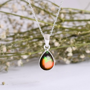 ทำด้วยมือ925จี้เงินสเตอร์ลิงพร้อมหินแอมโมไนต์อัญมณีธรรมชาติชุบทองสีเหลืองเครื่องประดับที่หรูหราของขวัญสำหรับเธอขายส่ง - Product Image 1