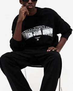 Sudadera de Punto Extra Grande para Hombre, de Alta Calidad OEM, con Hombros Caídos, Forrada, Estilo Urbano, Hip Hop, de Alta Densidad, Estampada, para Invierno - Product Image 4