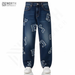Pantalones Vaqueros Bordados Desgastados de Fábrica con MOQ Bajo, Hechos de Algodón, Precio al por Mayor, Hechos en Pakistán, Corte Recto - Product Image 4