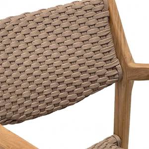 Silla de comedor Browy con brazos, hecha de madera de teca maciza con cuerda tejida y material de alta calidad para uso en interiores y exteriores. - Product Image 6
