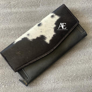 ใหม่กระเป๋าสตางค์หนังแฮนด์เมดแท้แบบใหม่สำหรับผู้หญิงกระเป๋าสตางค์แบบบางกระเป๋าสตางค์หนังสแนปหนังขนสัตว์กระเป๋าสตางค์หนังวัวแท้ - Product Image 1