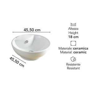 อ่างล้างหน้าห้องน้ำดีไซน์อิตาลีทรงเต็มรูปแบบ Appoggio Coricini สีขาว - Product Image 2