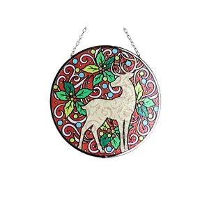 Customized UV Printing "sika Deer" Hanging Pendant Round Wall Hangings Home Decor