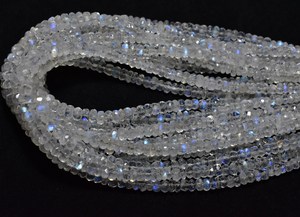 Perles rondes en pierre de lune arc-en-ciel facettées 4 mm, fil de pierres précieuses de 10 pouces pour collier et bracelet faits à la main - Product Image 2