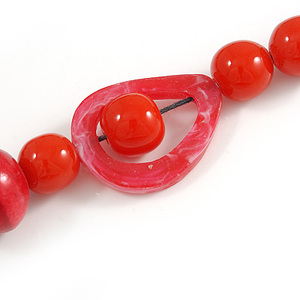 Collier élégant bohème en résine perlée, avec perles rouges en forme de boule, bijou tendance pour femme, pièce maîtresse de la mode féminine - Product Image 4