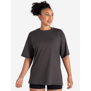 Venta al por mayor Premium gris oscuro de las mujeres Casual Pump Cover Camiseta de manga corta de longitud completa cuello redondo 100% algodón Yoga Fitness Tee - Product Image 1