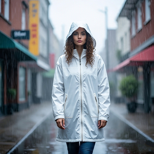 แจ็กเก็ตกันฝนสำหรับผู้หญิง, เสื้อกันลมกันฝนกันน้ำลำลองมีฮู้ดสำหรับผู้หญิงแจ็คเก็ตเดินป่า - Product Image 4