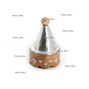 Serveur de desserts en bois et nacre avec couvercle en acier Boîte de serveur de bonbons de restaurant de qualité supérieure en vrac - Product Image 4