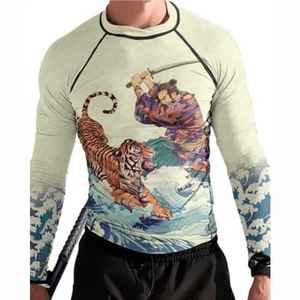 Rash guards Mma Rush Guard Compression Shirt En Gros Personnalisé Sublimation Imprimé Jiu Jitsu Grappling Bjj Rash Guard À Manches Longues - Product Image 4