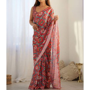 Meilleure vente Saree de fête de créateur pour femmes Prêt-à-porter Séquence Patchwork Sari Bas quantité minimale de commande Tendance Indien Pakistanais Vêtements pour - Product Image 1