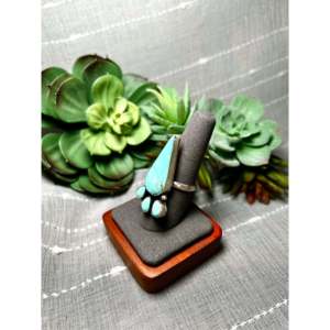 Navajo-Handmade #8 Turquoise & Sterling <b>Silver</b> <b>Statement</b> <b>Ring</b> Size 8.5 Fine Jewelry for Everyday Wear - Product Image 3