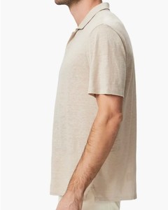 Chemises polo pour hommes en vente d'usine, nouveau design, haute qualité, couleur unie, chemise en lin unie, chemise décontractée, logo personnalisé, manches polo - Product Image 2