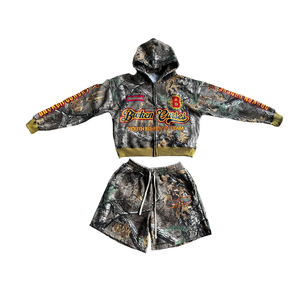 เสื้อฮู้ดลายพรางแบบสั่งทำขายส่ง ทรงโอเวอร์ไซส์ ปักลาย พิมพ์ลายดิจิตอล ลายต้นไม้จริง แบบซิป สำหรับผู้ชาย - Product Image 4