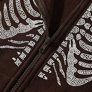 Sweat à capuche sur mesure respirant avec strass Produit tendance Prix bon marché Sweats à capuche et sweatshirts avec fermeture éclair pour hommes avec strass - Product Image 6