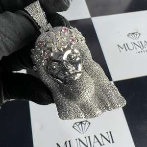 จี้พระเยซูเงินแท้ S925 ประดับเพชรโมอิสซาไนต์ VVS สไตล์ฮิปฮอป จี้เพชรโมอิสซาไนต์ VVS ความใสระดับ Iced สำหรับผู้ชาย - Product Image 6