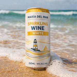 Vino Espumoso Blanco Semidulce Maria del Mar, 100% Airen, 10% ABV, Vino Espumoso Español en Lata de 250ml - Product Image 3