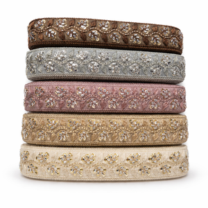 Hand Embroidered Beaded Lace Trim Luxury Eco-Friendly for <b>Saree</b> Blouse Bridal Wear Garments Dupatta Borders Decorative Sewing - Product Image 1