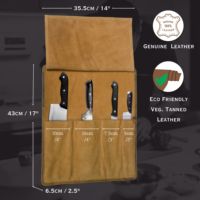Sarung Pisau Dapur Kulit Asli Ramah Lingkungan Tahan Lama, Penutup Pisau Koki Kulit Suede, Mudah Dibawa, Tempat Penyimpanan Peralatan Makan