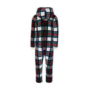 100% polyester doux et extensible polaire tissu bidirectionnel YKK qualité fermeture éclair unisexe à carreaux rouge chiot combinaison respirante - Product Image 5