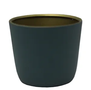 Home Decoration Iron Round Planter With Dark Green Text Pc Buckets For Home And Living Room Decoration Handmade