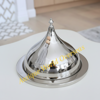 Kleine Goldene Edelstahl-Kuppel Handgefertigte Langlebige Servierschale mit Quastendeckel Tischdekoration für Snacks Süßigkeiten Festliche Servierware Ramadan