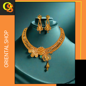 ชุดต่างหูสร้อยคอพร้อมส่งชุดเครื่องประดับต่างหูชุบทอง22K สำหรับผู้หญิงชุดสร้อยคอต่างหู - Product Image 2