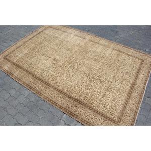 6.2x9.2 ft Vintage Rug, <b>Brown</b> Floral Turkish <b>Wool</b> Rug - Product Image 2