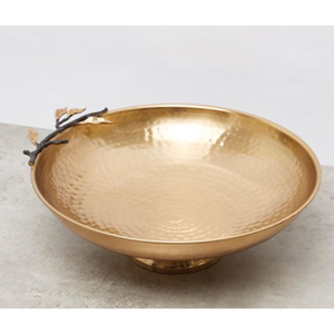 Bol de service en chocolat décor élégant avec accent de feuille unique et bol à motif martelé parfait pour servir des bonbons et des bonbons - Product Image 1