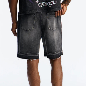 Shorts en denim multi-poches en tissu de coton pour hommes, tissu durable, respirant et réglable pour un ajustement décontracté avec fermeture à boutons - Product Image 3