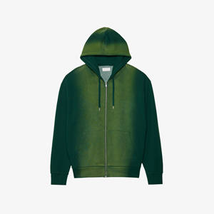 Top de alta calidad de peso pesado Unisex ácido lavado Zip Up ropa de bajo precio impresión de pantalla sudaderas con capucha en blanco personalizado ácido lavado Sudadera con capucha - Product Image 4