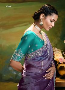 Vêtements de créateur pour femmes Saree en soie de haute qualité Tissu de verre souple Bordure brodée Style traditionnel moderne pour mariage indien - Product Image 2