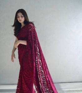 Đảng mặc Maroon mềm sarees <span class=keywords><strong>net</strong></span> với khâu áo cho phụ nữ readymade <span class=keywords><strong>Saree</strong></span> trực tuyến sẵn sàng để mặc <span class=keywords><strong>Saree</strong></span> - Product Image 2