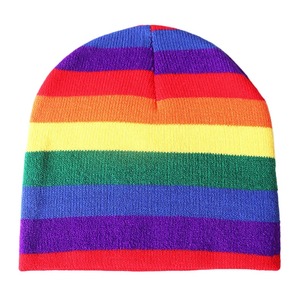 Gorro de Invierno de Punto Jacquard con 7 Colores del Arcoíris para Niños, Gorro de Lana Acrílica con Rayas Coloridas para el Frío - Product Image 3