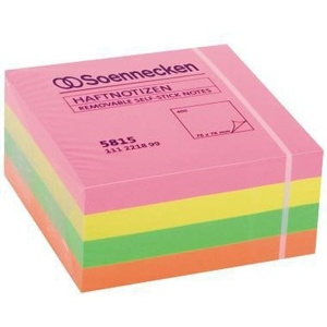 Cubes de notes adhésives Soennecken couleur néon 75x75mm, 400 feuilles, blocs-notes - Product Image 1