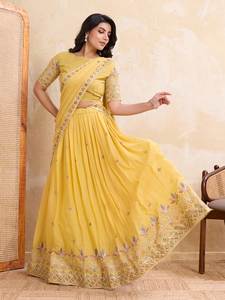 Conjunto de Lehenga Choli de Georgette Pure Star con Bordado de Lentejuelas, Listo para Usar, Completamente Cosido - Product Image 2