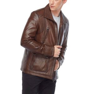 Veste en cuir de bombardier pour homme de qualité supérieure, couleur marron, course de moto, protection et coupe-vent, veste en cuir d'extérieur - Product Image 2