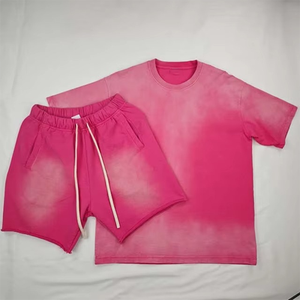 ชุดวอร์ม2ชิ้นผ้าฝ้าย100% ระบายอากาศได้ดีชุดวอร์ม2ชิ้นพร้อมพิมพ์โลโก้ลายกรดสำหรับฤดูร้อนงานตามสั่ง - Product Image 4