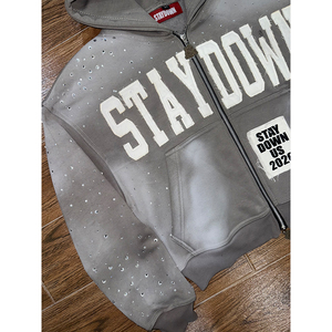 Meilleure fabrication de vêtements 100% coton polaire hommes sweat à capuche zippé hiver Sports de plein air fermeture éclair séchage rapide poche respirante pour hommes - Product Image 2