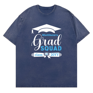 Maglietta Unisex personalizzata da uomo con <span class=keywords><strong>testo</strong></span> bianco e blu lavato con stampa Casual in poliestere/cotone ampia lavorata a maglia - Product Image 3