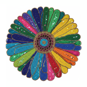 Beaded Placemats Custom <b>Round</b> Cotton <b>Table</b> <b>Mat</b> Handmade Decor for Restaurants Events Export Factory Wholesale Bulk Supplier - Product Image 2