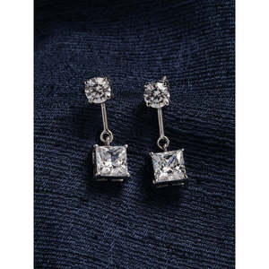 Compre Pendientes Colgantes de Plata de Ley 925 de Primera Calidad para Mujeres y Niñas, Pendientes Geométricos con Baño de Oro de 18k para Bodas - Product Image 2